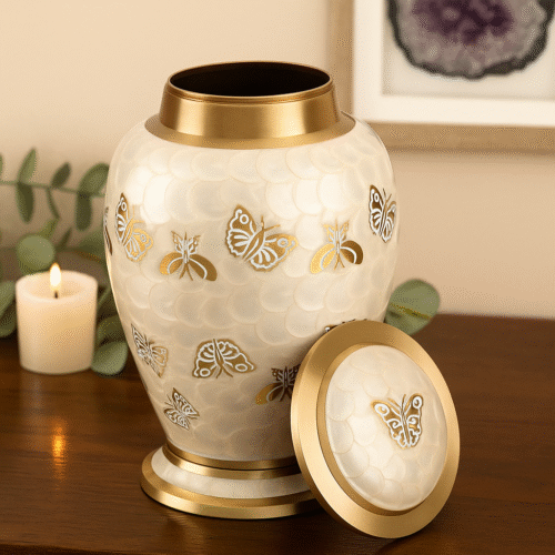 20250615_1642_Butterfly Patterned Urn_remix_01jxsmjybgfehbvpw7gcdskdzw